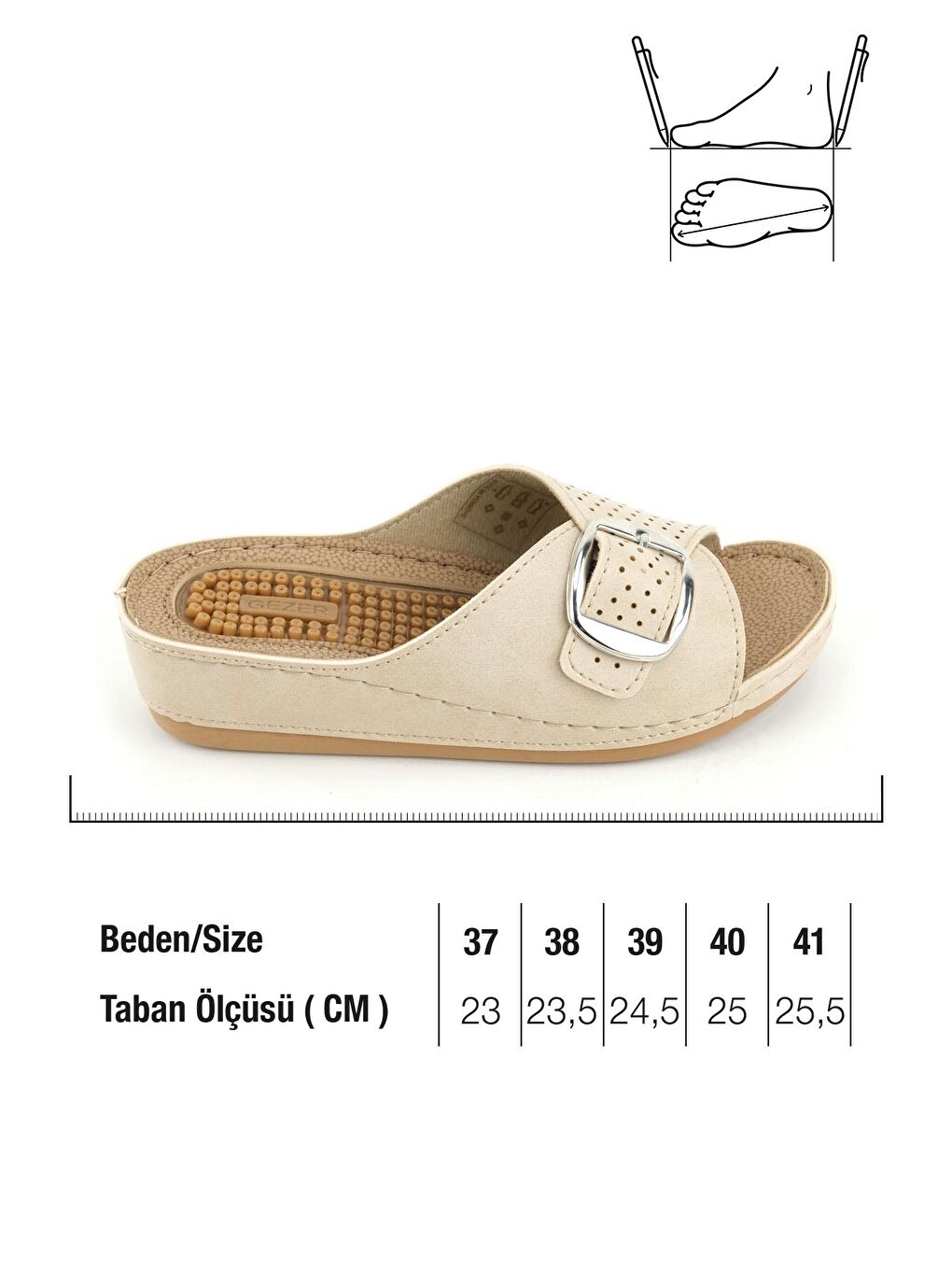 Ekru Kadın Yazlık Masaj Taban Tek Toka Ayarlanabilir Yüksek Topuk Günlük Terlik-1