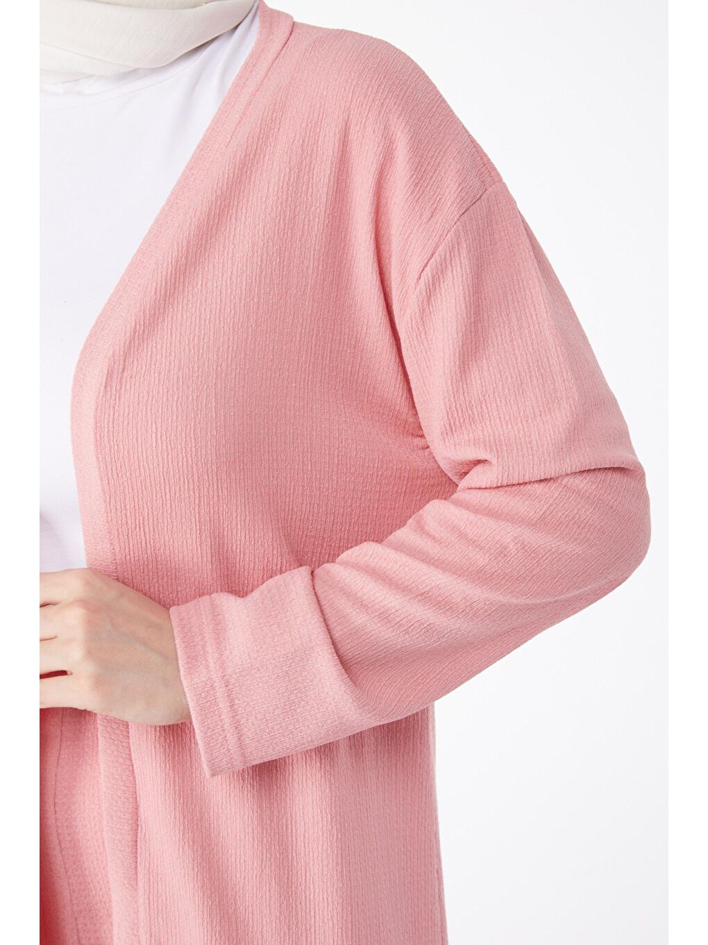 Ceket Yaka Kadın Pembe Kimono Pantolon İkili Takım - 25113-4