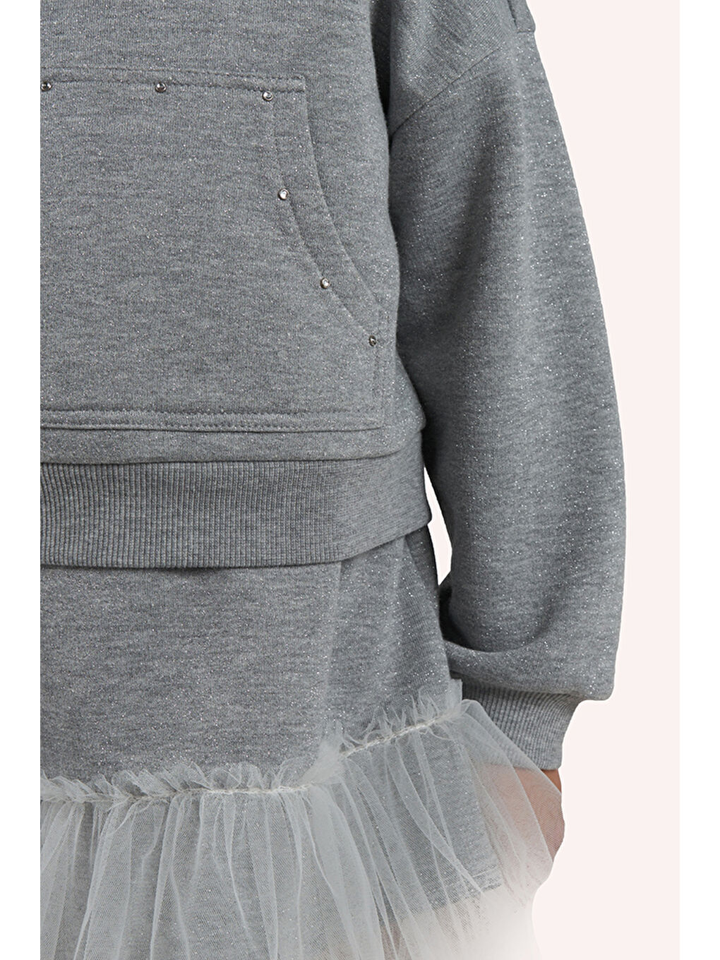 Gri Kız Çocuk Simli Örme Elbise-3