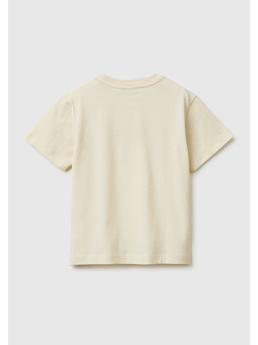 Ekru Erkek Çocuk Krem Baskılı Logo Etiketli Bisiklet Yaka Kısa Kollu T-Shirt-1