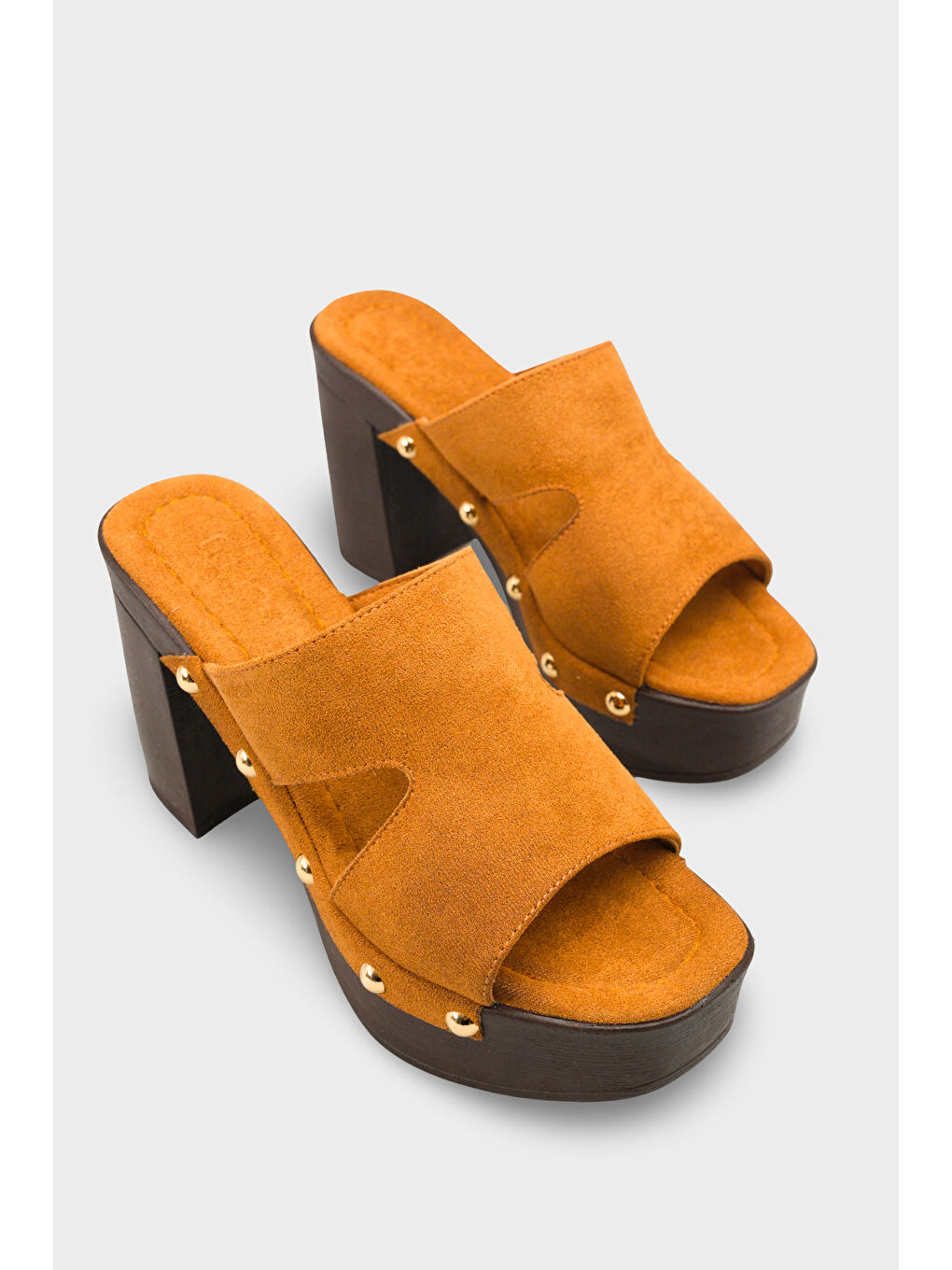 Kahverengi Jelene Platform Tek Bantlı Kadın Sabo Terlik-1