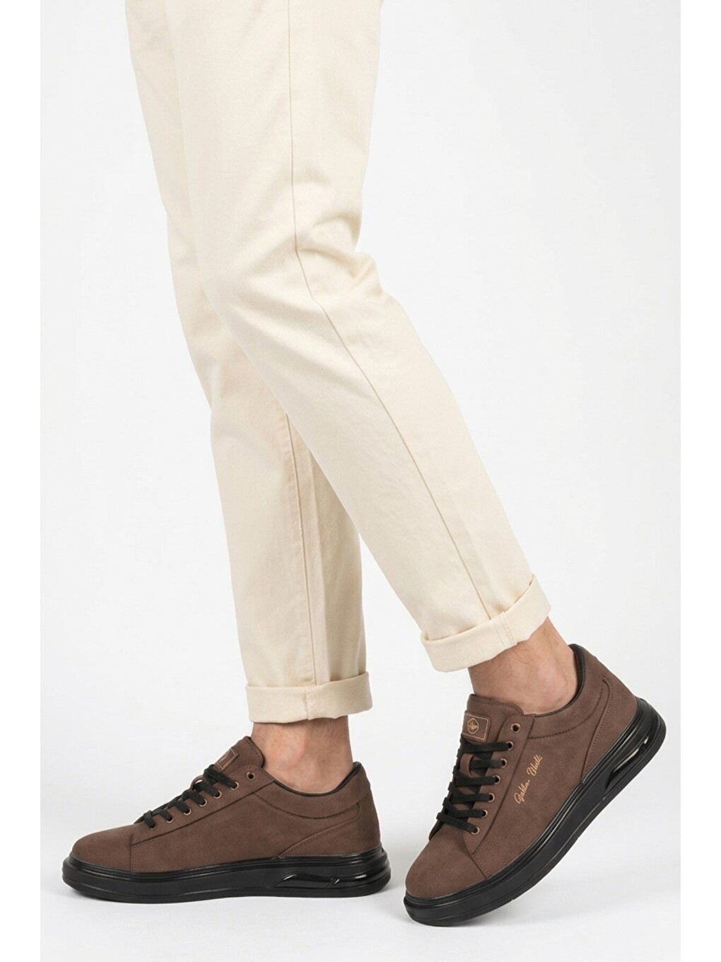 Kahverengi Erkek Kahve Bağcıklı Kalın Taban Erkek Casual Ayakkabı Sneaker 8078 Dashor M-1