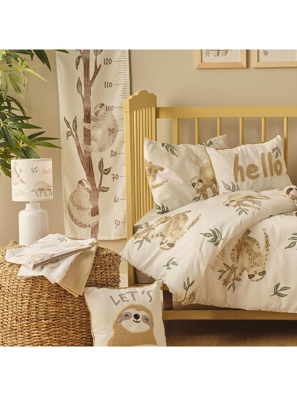 %100 Pamuk Sloth Çanta Bej-1