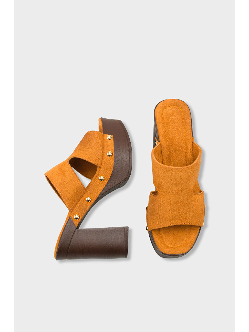 Kahverengi Jelene Platform Tek Bantlı Kadın Sabo Terlik-4