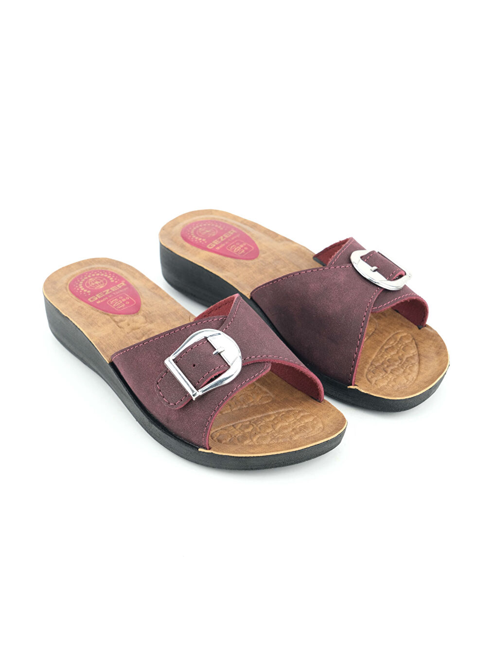 Bordo Kadın Yazlık Suni Deri Tek Toka Ayarlanabilir Rahat Taban Günlük Terlik-2