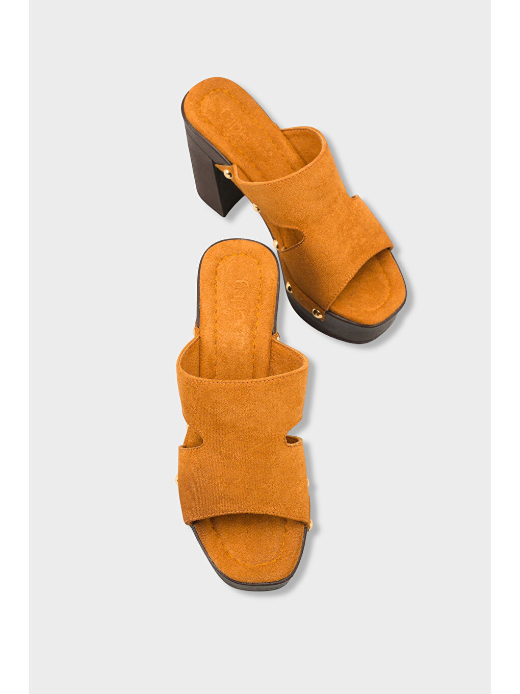 Kahverengi Jelene Platform Tek Bantlı Kadın Sabo Terlik-5