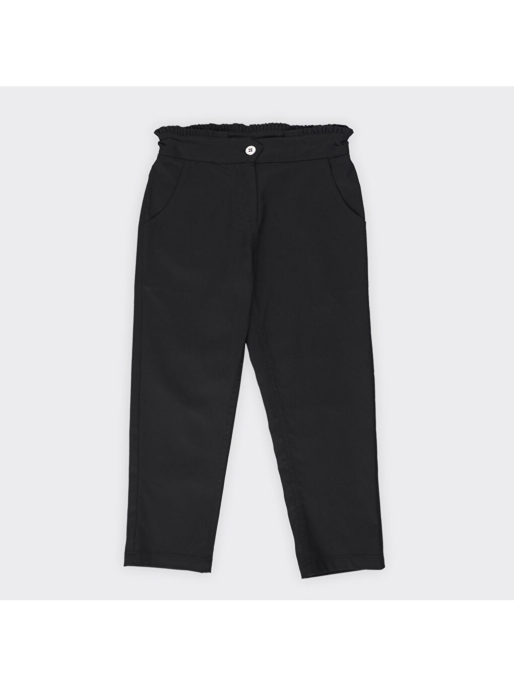 Siyah Kız Çocuk Kemeri Fırfır Detaylı Pantolon-2