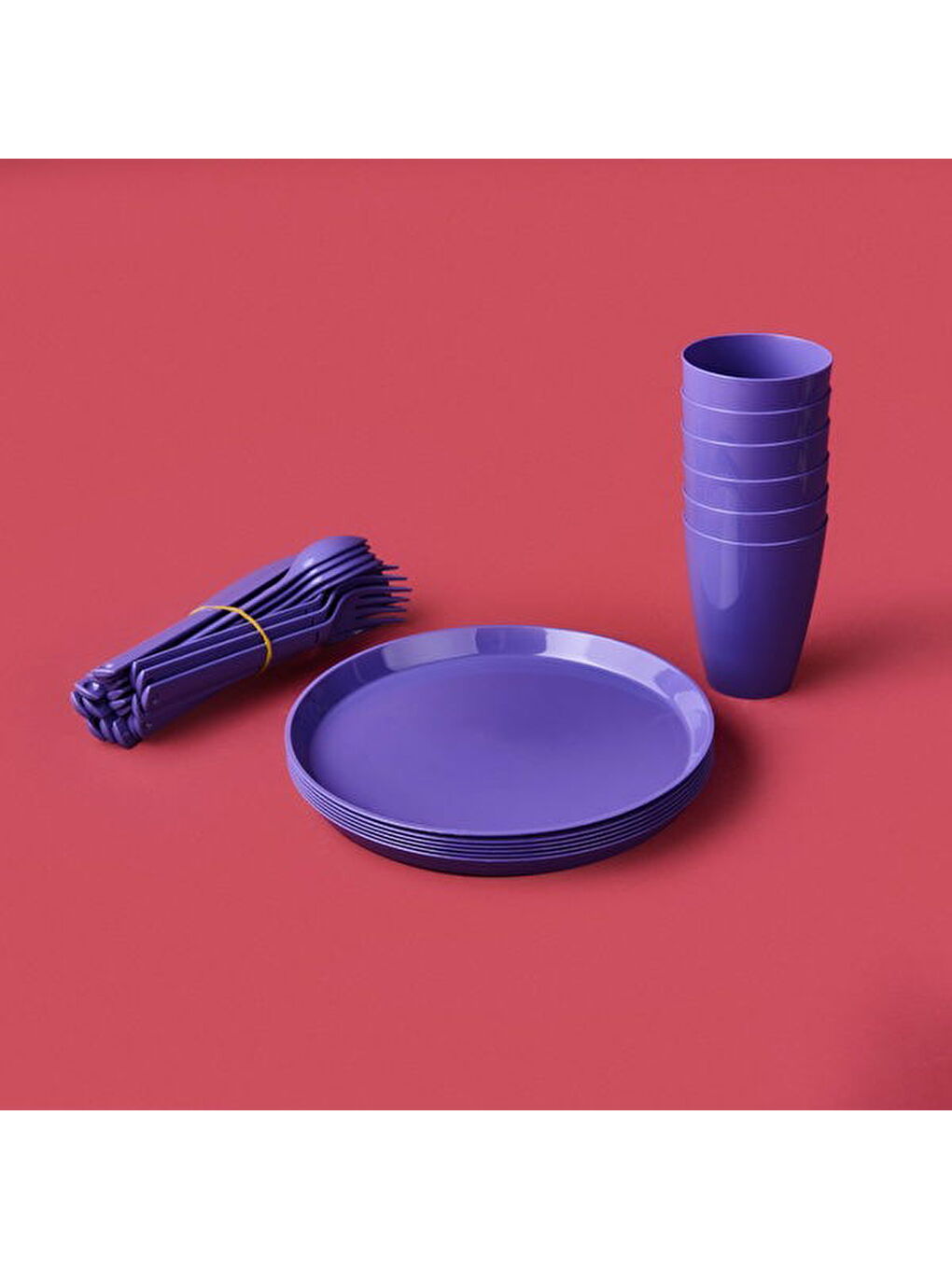 6 Kişilik Piknik Seti - Mor-1