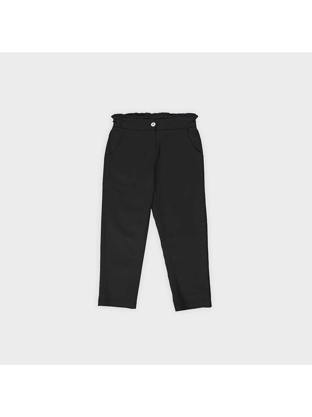 Siyah Kız Çocuk Kemeri Fırfır Detaylı Pantolon-4