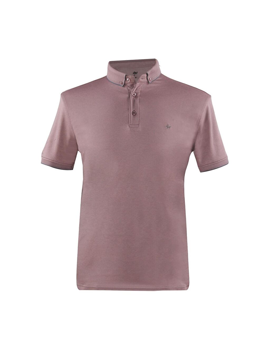 Pembe Gül Slim Fit Dar Kalıp Düğmeli Polo Yaka Düz Kısa Kollu Pamuklu Tişört