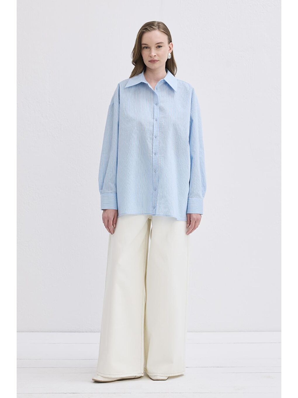 Belle Çizgili Gömlek Mavi