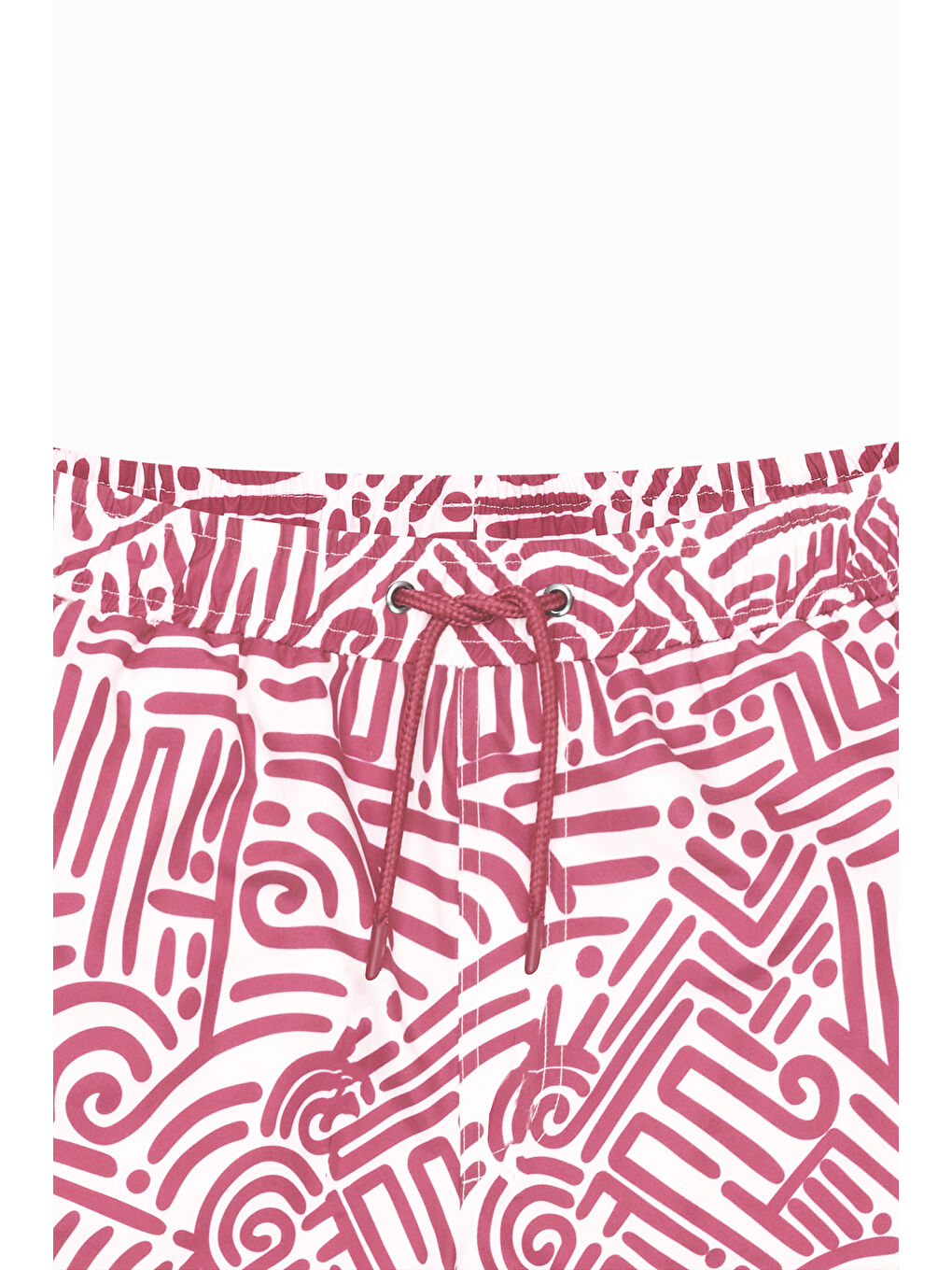 Erkek Beyaz Kırmızı Standart Fit Normal Kesim Cepli Hızlı Kuruyan Desenli Mayo Deniz Şortu-9