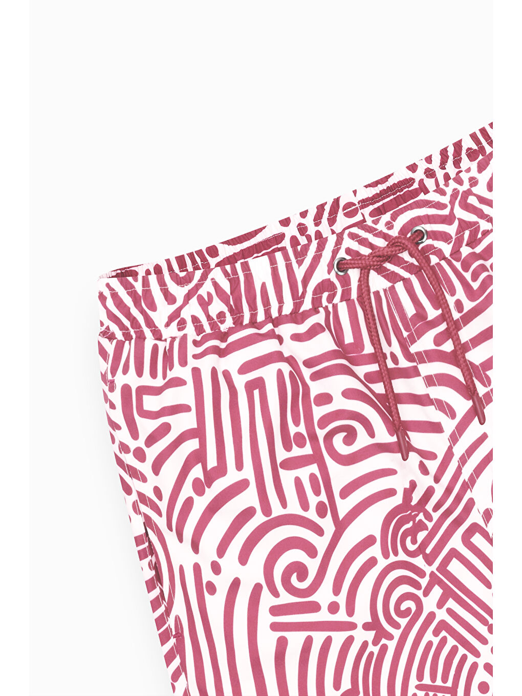 Erkek Beyaz Kırmızı Standart Fit Normal Kesim Cepli Hızlı Kuruyan Desenli Mayo Deniz Şortu-10