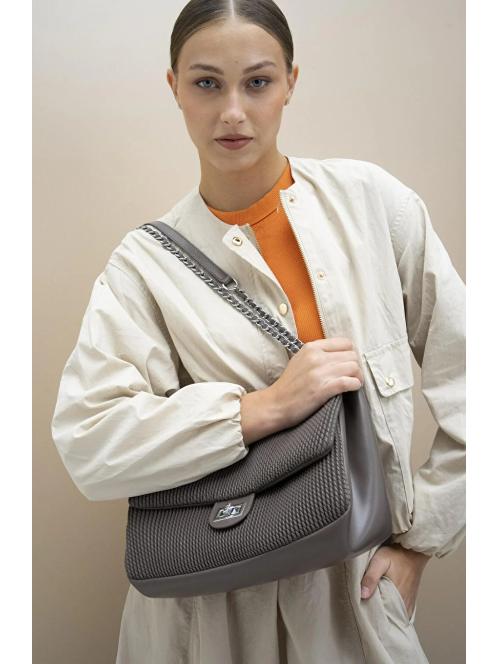 Gri Kadın Omuz Çantası BYN2283-3