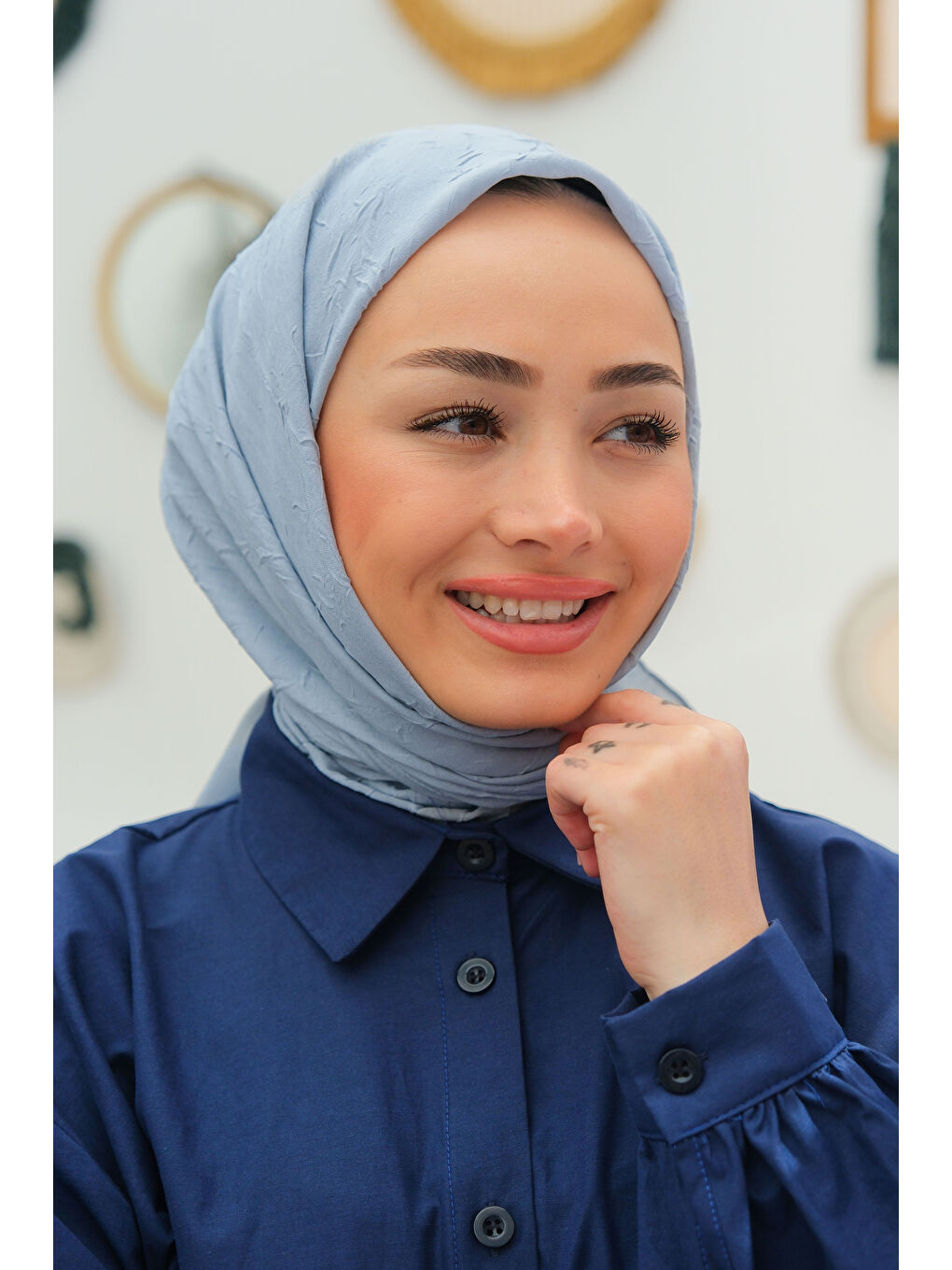 Bambu Kraş Eşarp Açık Mavi