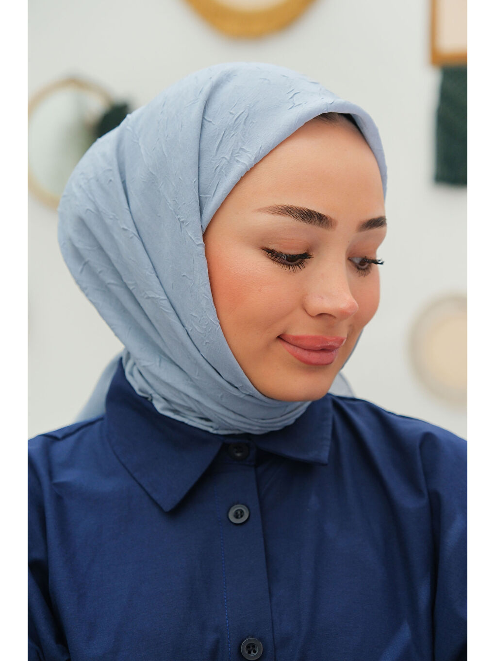 Bambu Kraş Eşarp Açık Mavi-2