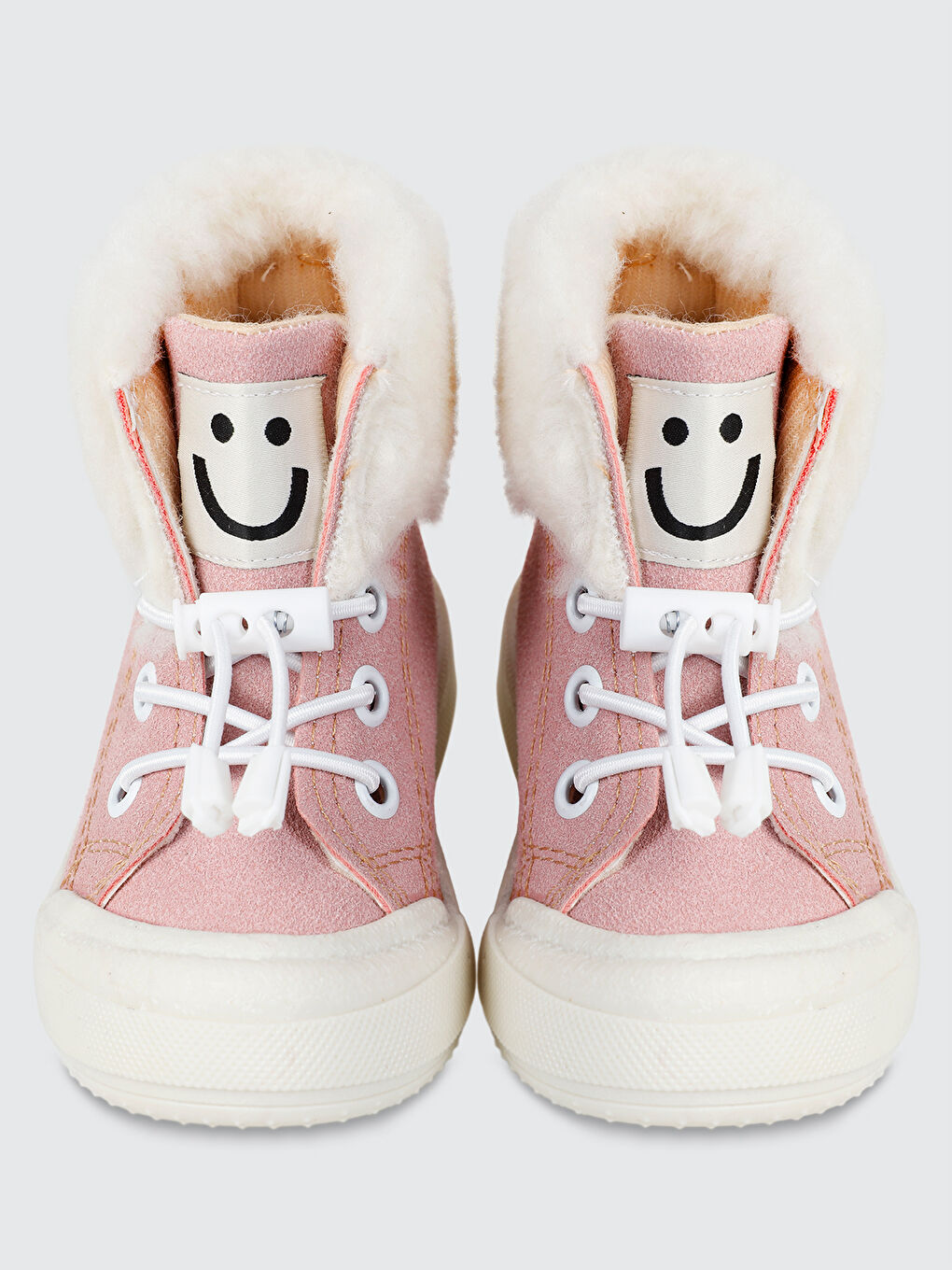 Pembe Sport Kız Çocuk Kürklü Uzun Spor Ayakkabı 21-25 Numara Pudra