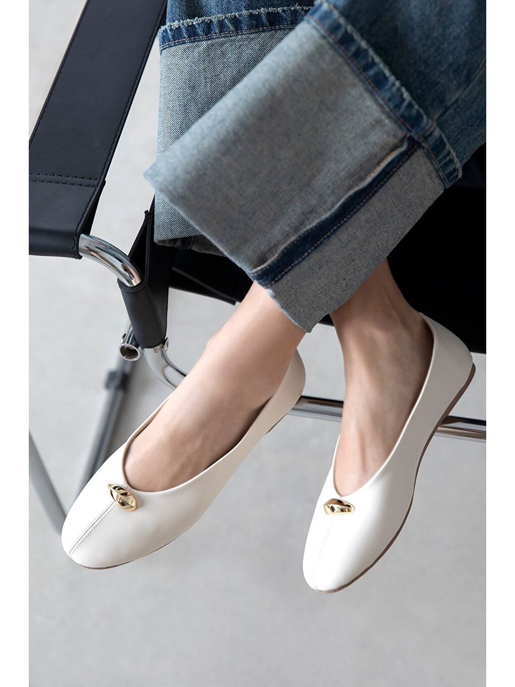 Brett Kadın Aksesuar Detay  Deri Babet Bej-1