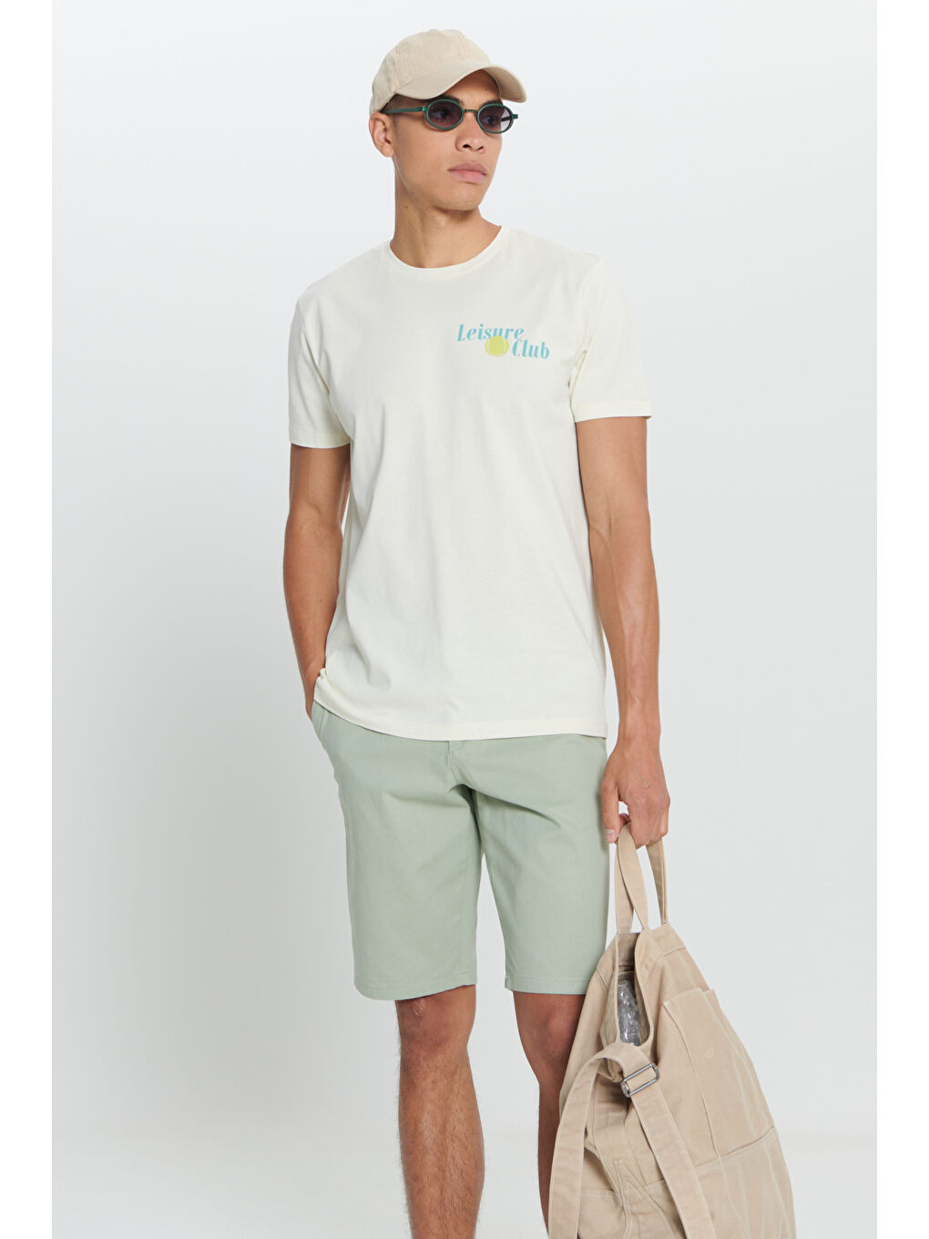 Erkek Sarı Standart Fit Normal Kesim %100 Pamuk Bisiklet Yaka Tişört-2