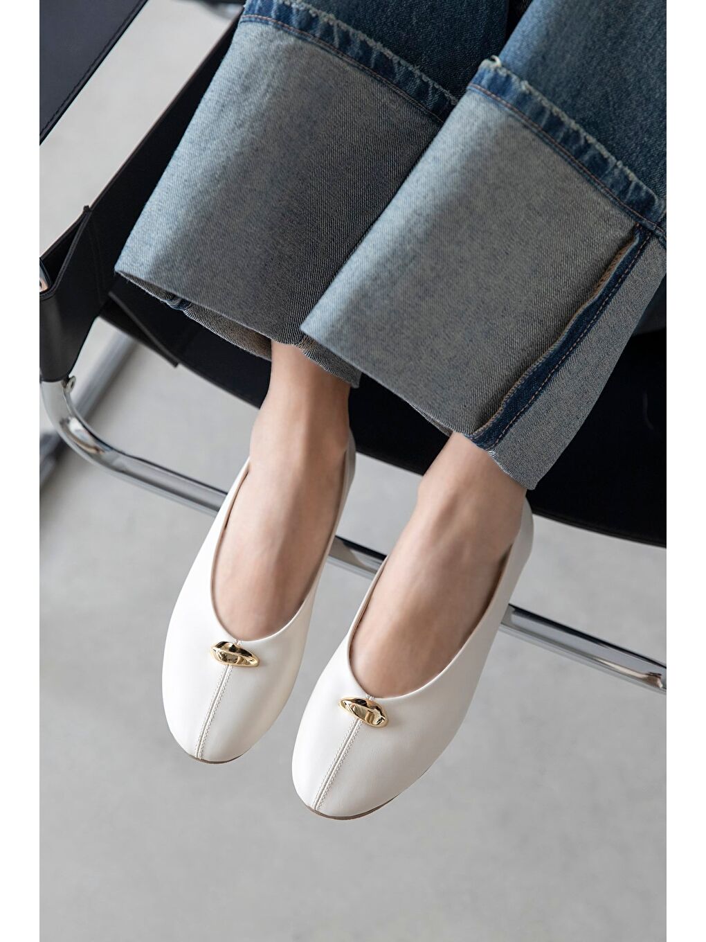 Brett Kadın Aksesuar Detay  Deri Babet Bej-2