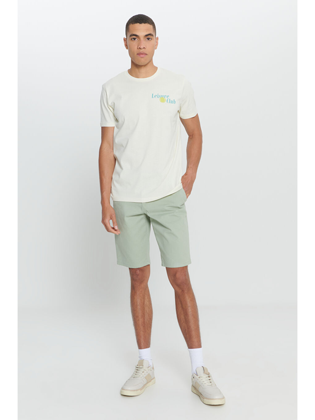 Erkek Sarı Standart Fit Normal Kesim %100 Pamuk Bisiklet Yaka Tişört-3