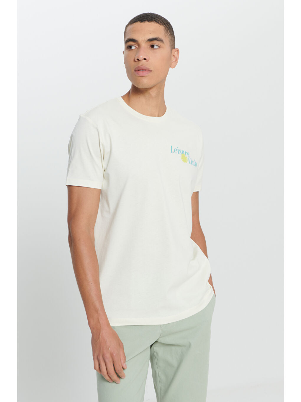 Erkek Sarı Standart Fit Normal Kesim %100 Pamuk Bisiklet Yaka Tişört-4