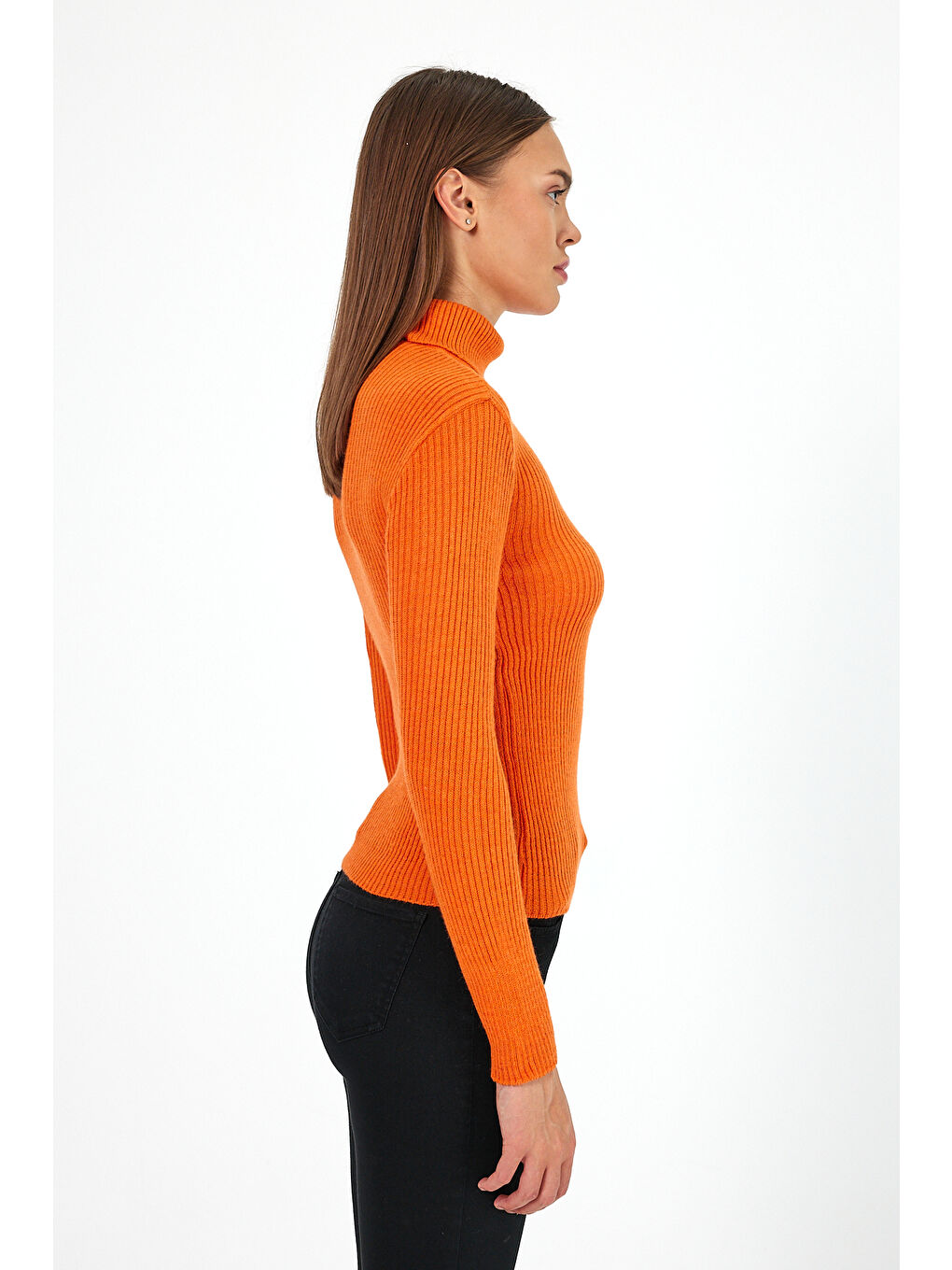 Turuncu Kadın Balıkçı Yaka Orlon Badi Triko 4453-2