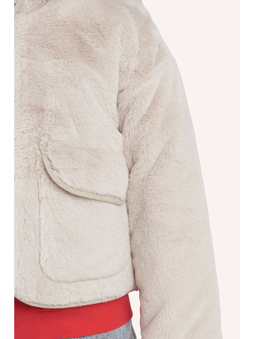 Bej Kız Çocuk Pelüş Mont-4