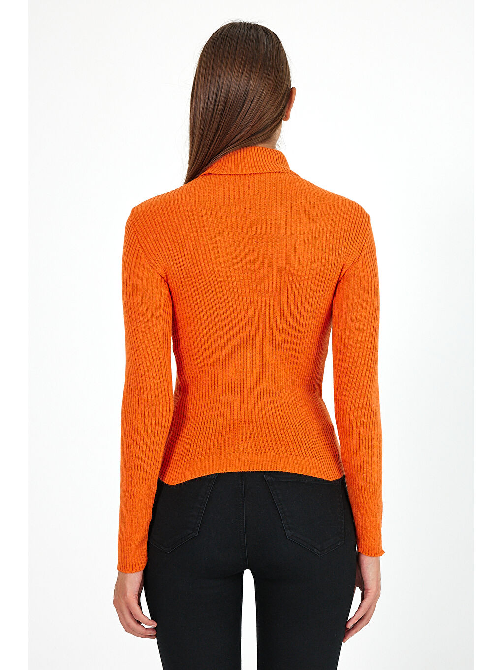 Turuncu Kadın Balıkçı Yaka Orlon Badi Triko 4453-3