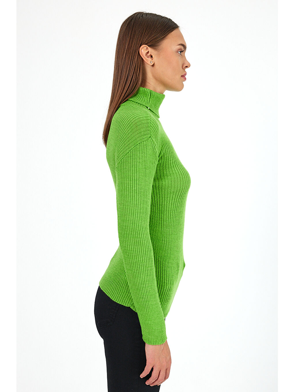 Yeşil Kadın Balıkçı Yaka Orlon Badi Triko 4453-1