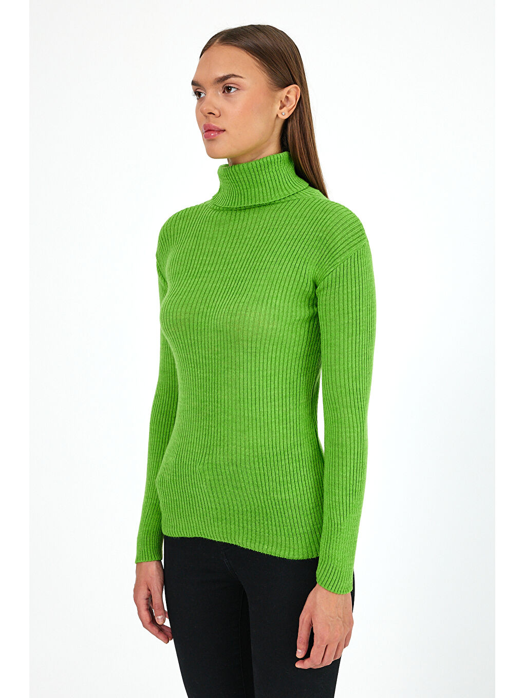 Yeşil Kadın Balıkçı Yaka Orlon Badi Triko 4453-2
