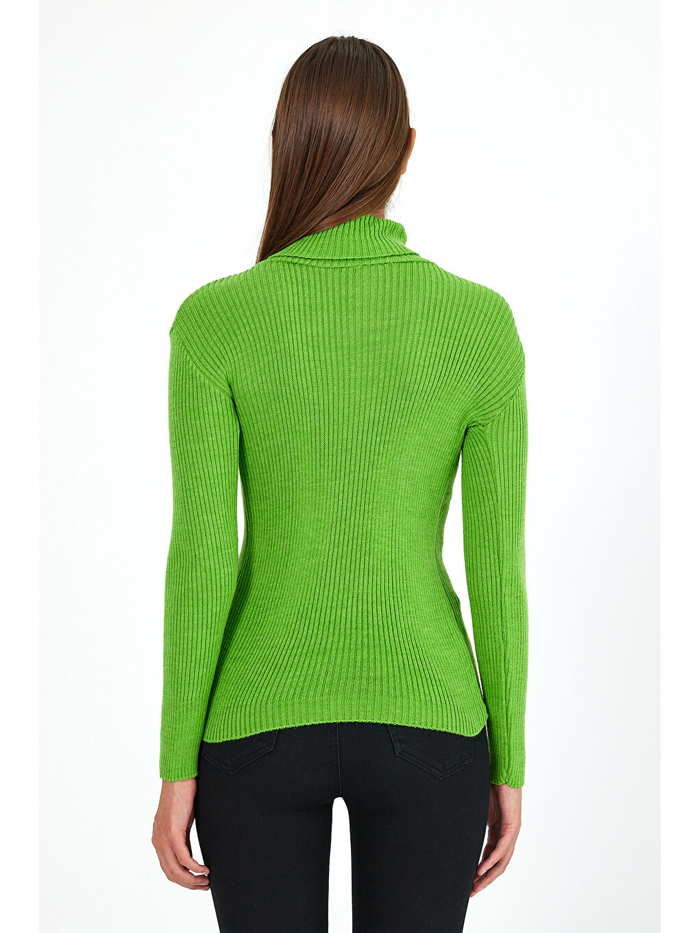 Yeşil Kadın Balıkçı Yaka Orlon Badi Triko 4453-3