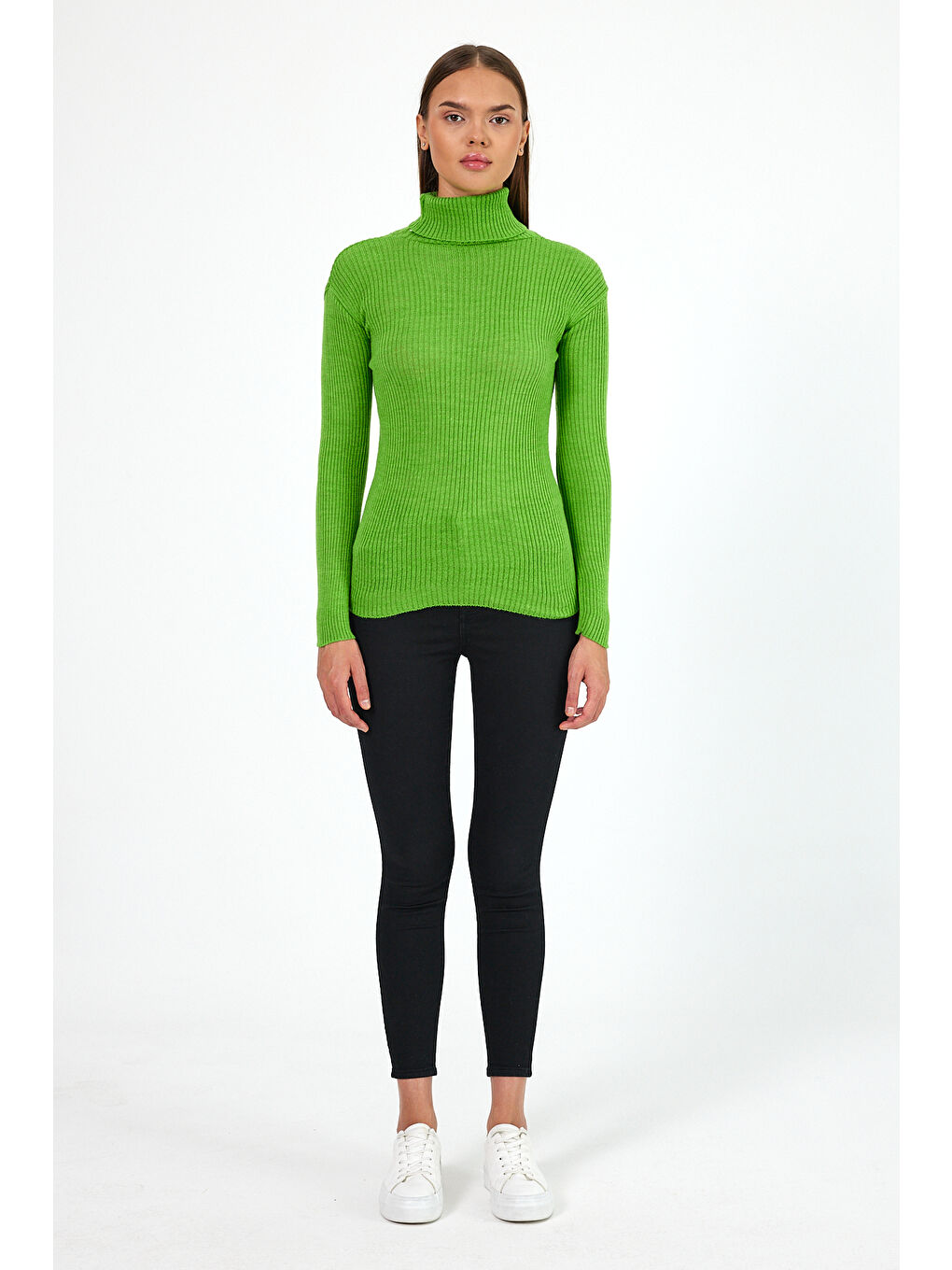 Yeşil Kadın Balıkçı Yaka Orlon Badi Triko 4453-4