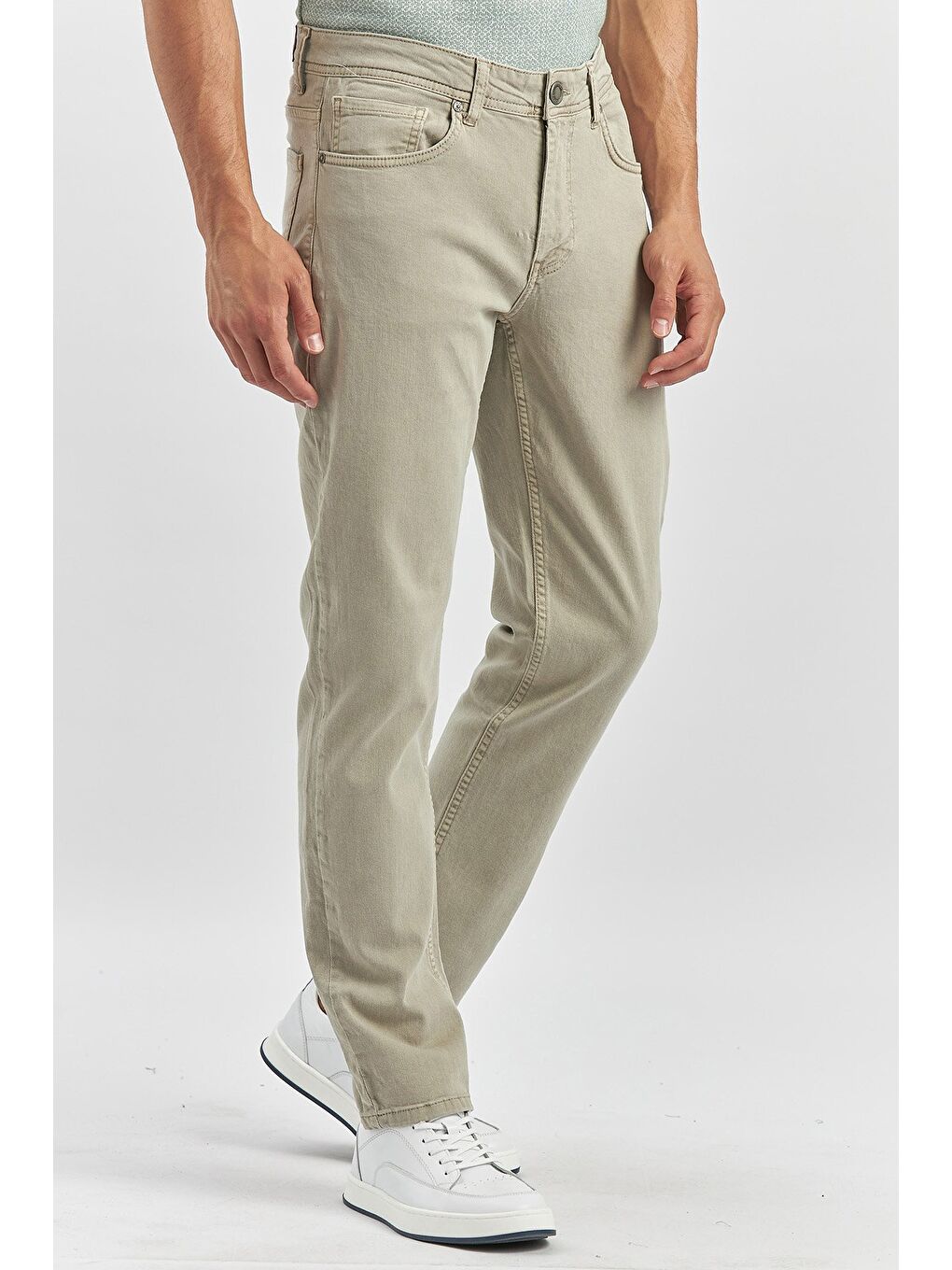 Koyu Bej Pamuklu 5 Cep Casual Slim Fit 5 Cep Pantolon 1003240319-1