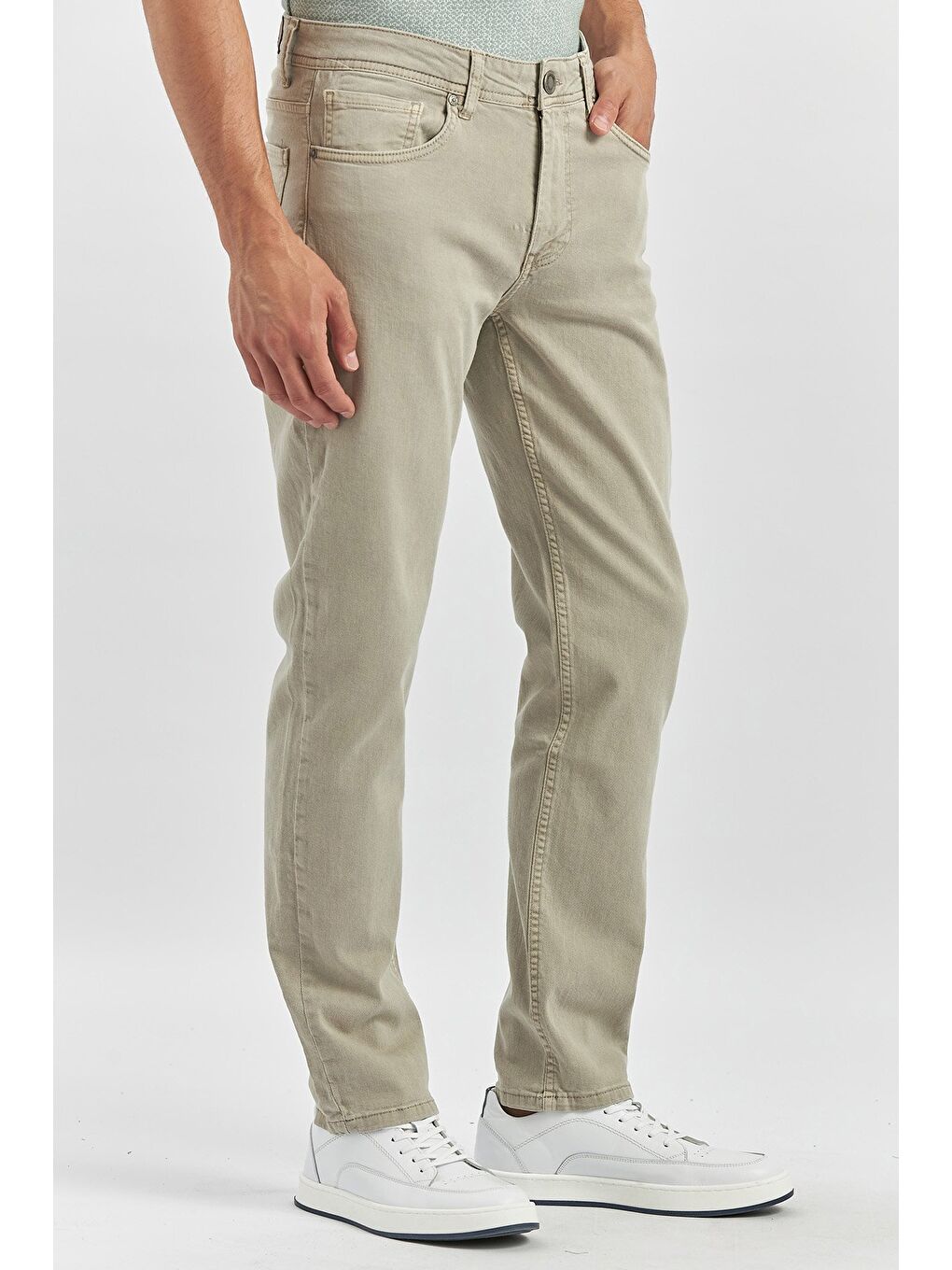 Koyu Bej Pamuklu 5 Cep Casual Slim Fit 5 Cep Pantolon 1003240319-2
