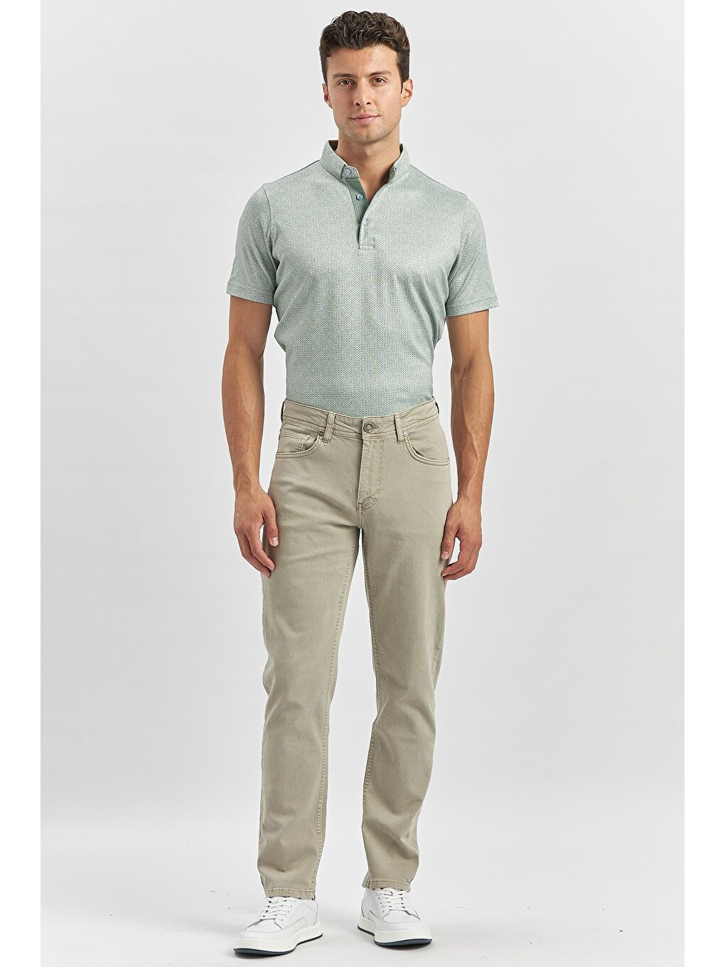 Koyu Bej Pamuklu 5 Cep Casual Slim Fit 5 Cep Pantolon 1003240319-3