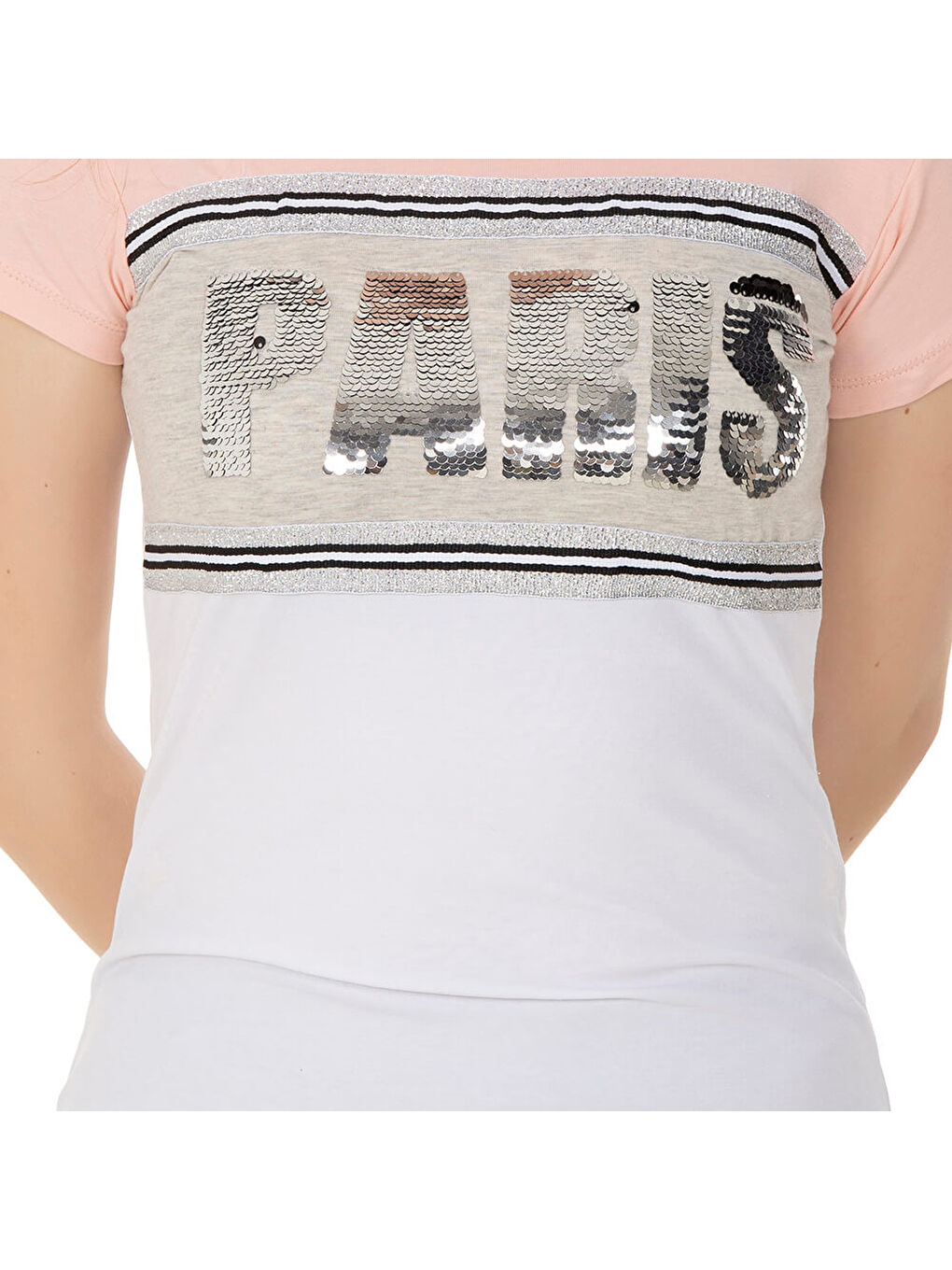 Toontoykids Beyaz Kız Çocuk T-Shirt Paris Pul Nakış - 1