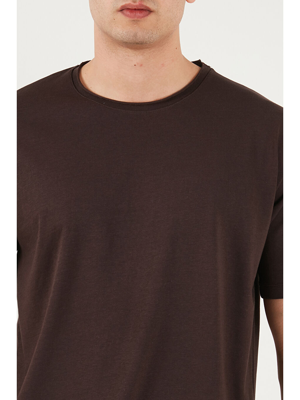 Kahverengi Pamuklu Regular Fit Bisiklet Yaka T Shirt 5904074-4