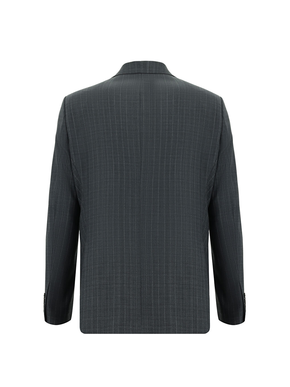 Gri Regular Fit Yünlü Çizgili Kruvaze Takım Elbise-2