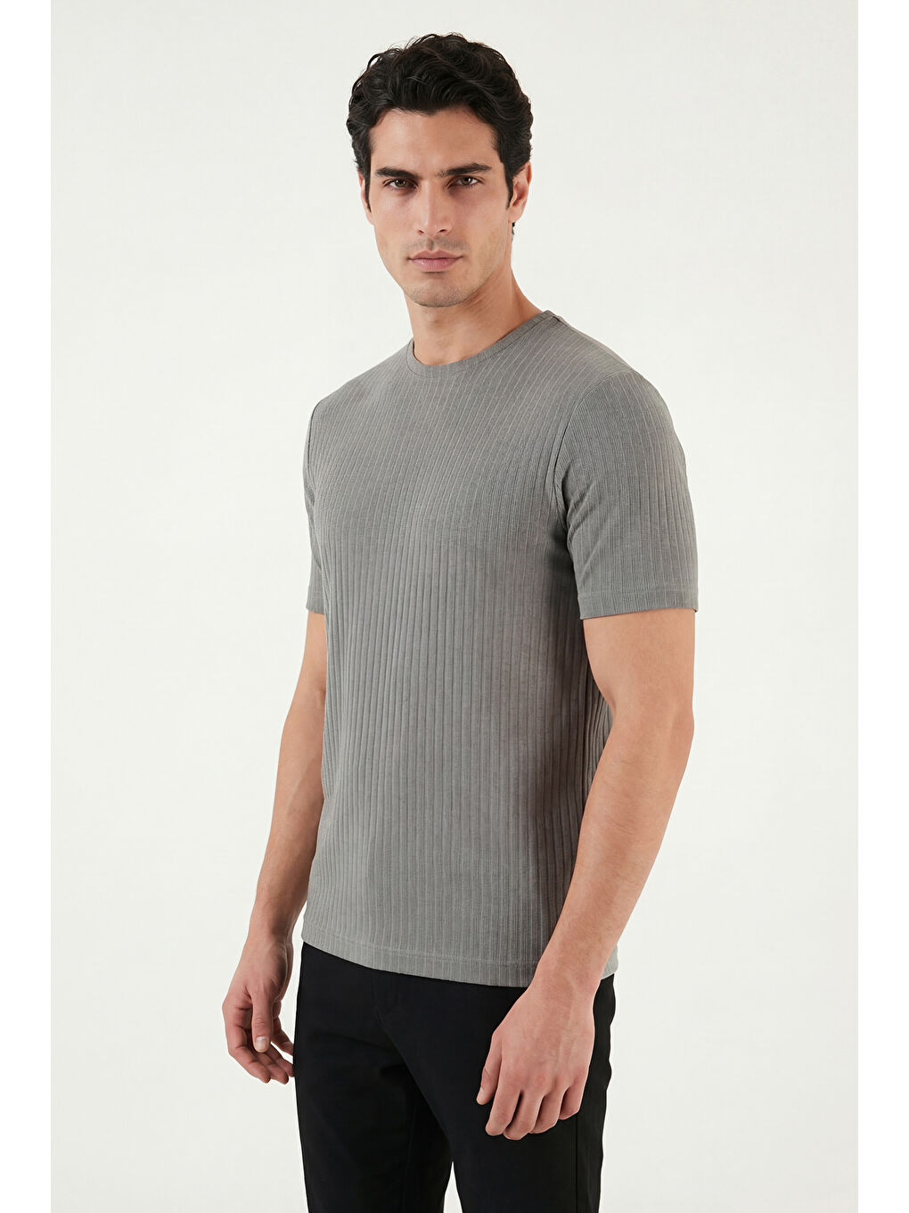 Haki Pamuklu Regular Fit Bisiklet Yaka T Shirt 5904068-2