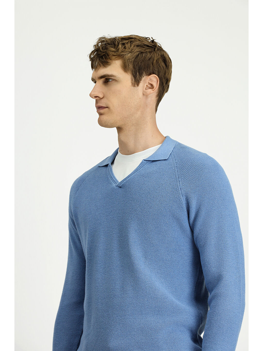 Mavi Polo Yaka Regular Fit Triko Büyük Beden Kazak-2