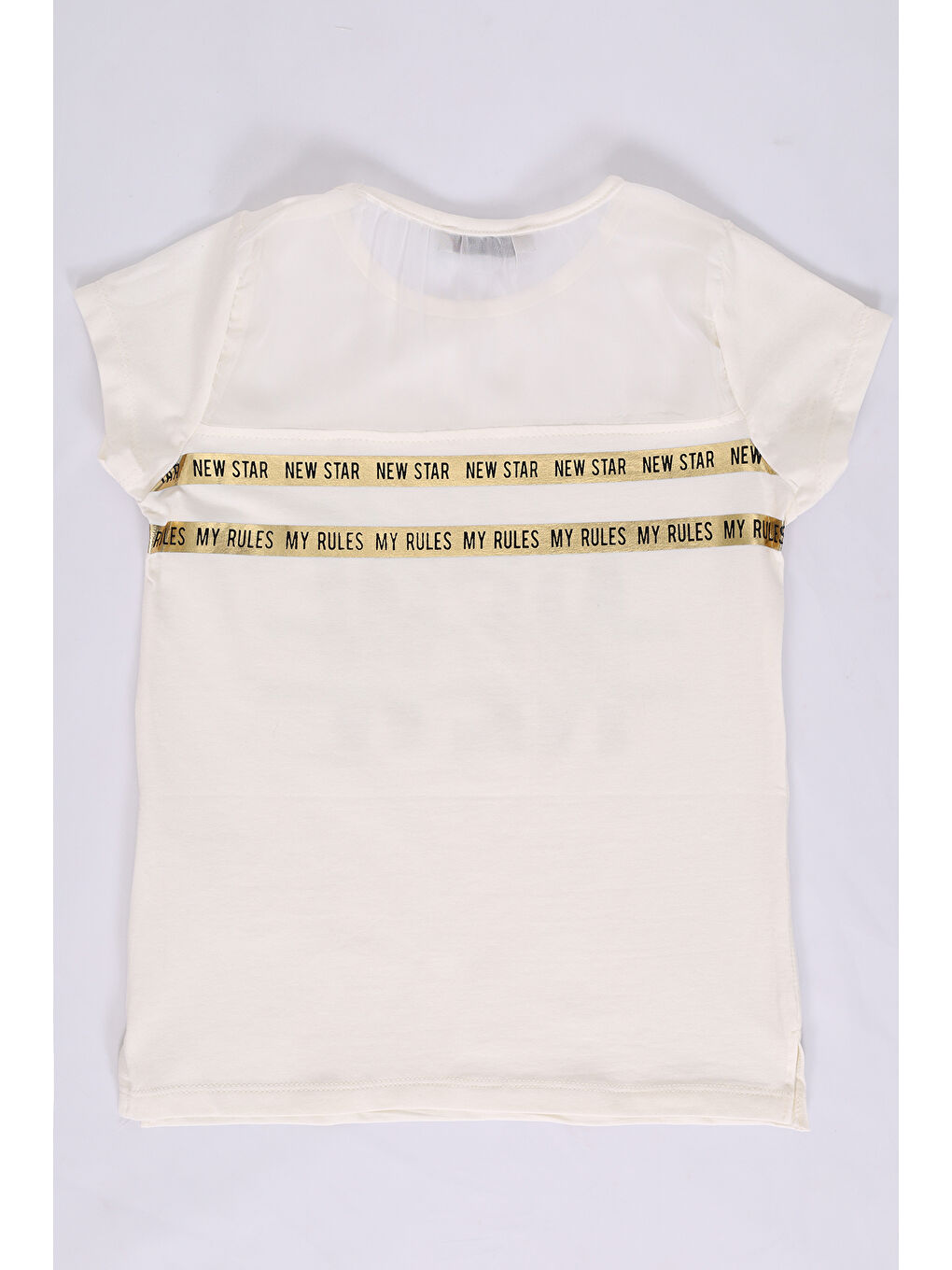 Fuşya Kız Çocuk Baskılı Taş İşlemeli Tişört-2