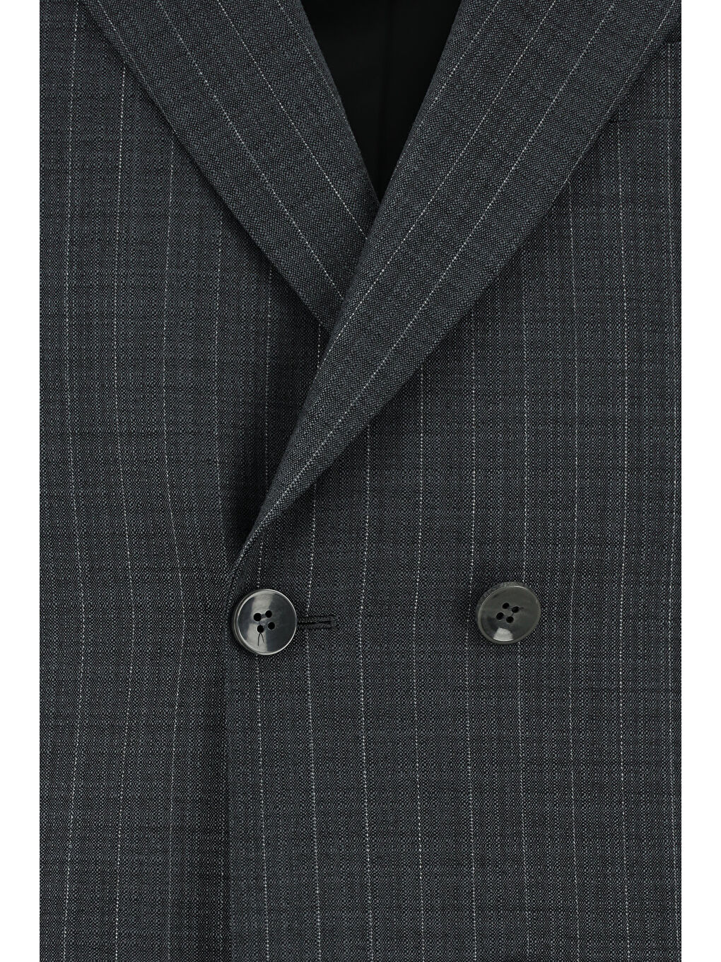 Gri Regular Fit Yünlü Çizgili Kruvaze Takım Elbise-3