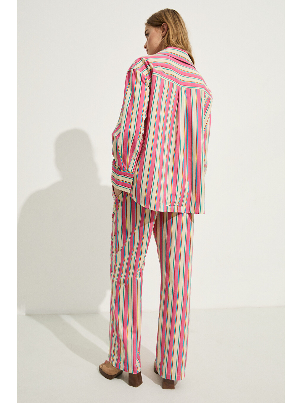 Mırel Kadın Oversize Fit %100 Organik Pamuklu Pembe Gömlek-4
