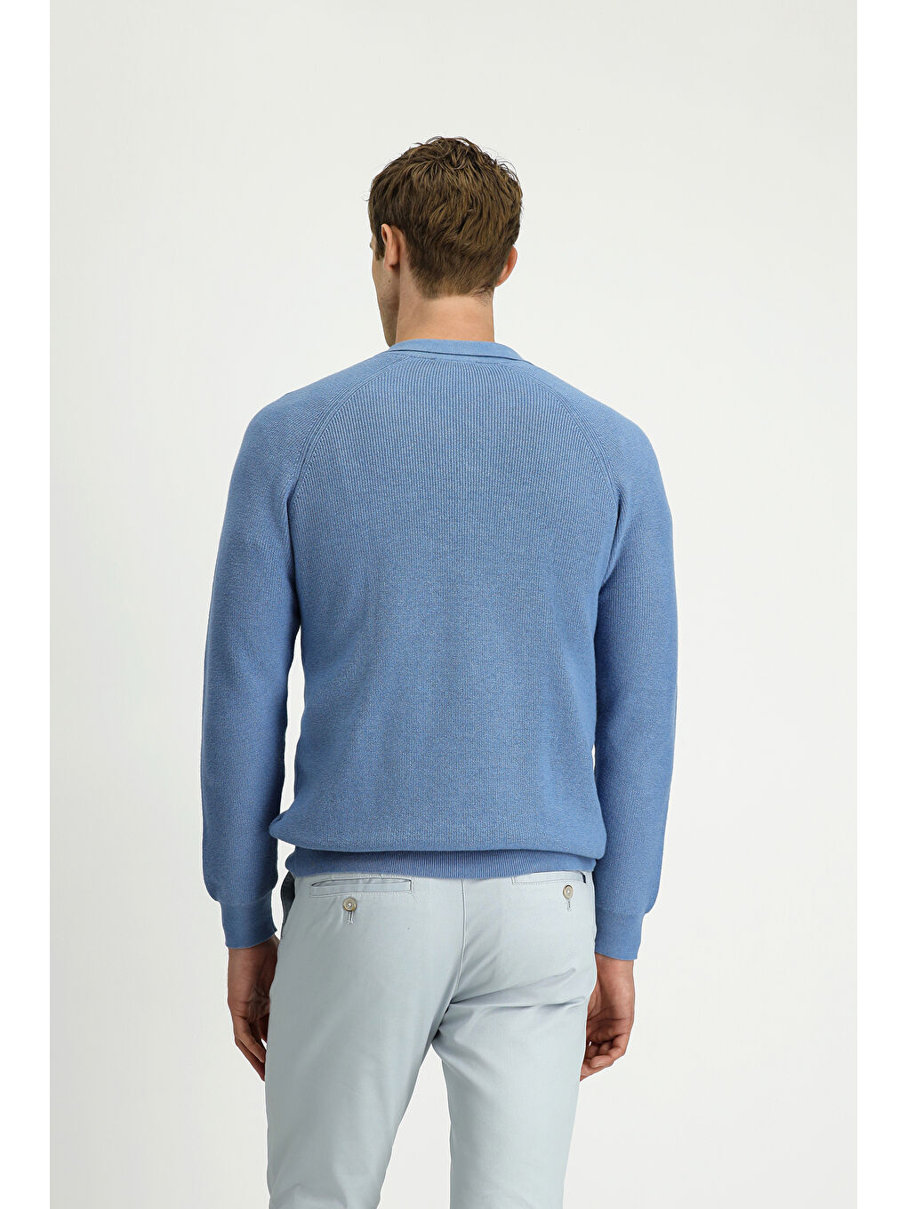 Mavi Polo Yaka Regular Fit Triko Büyük Beden Kazak-3