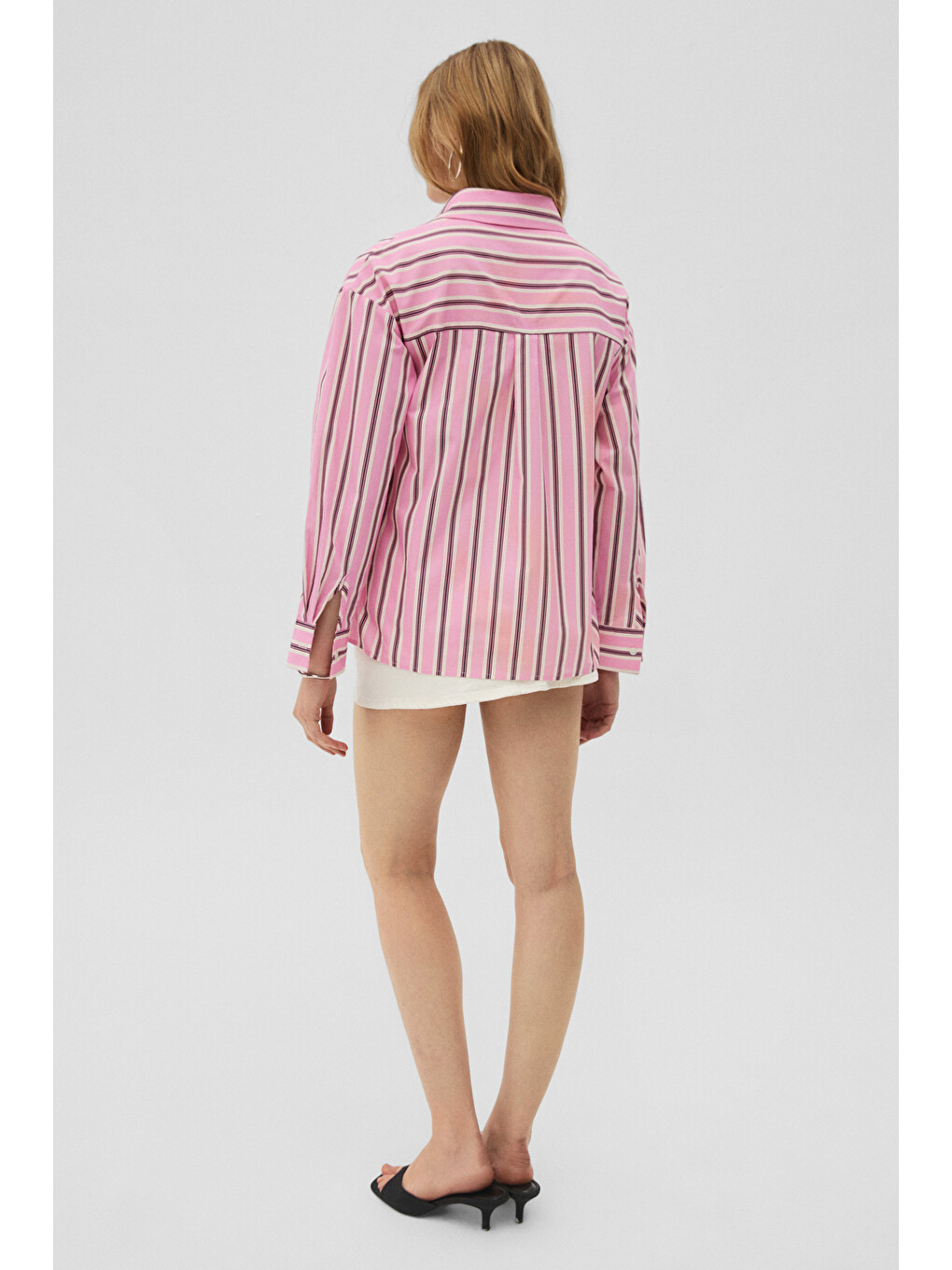 Mırel Kadın Oversize Fit %100 Organik Pamuklu Pembe Gömlek-5