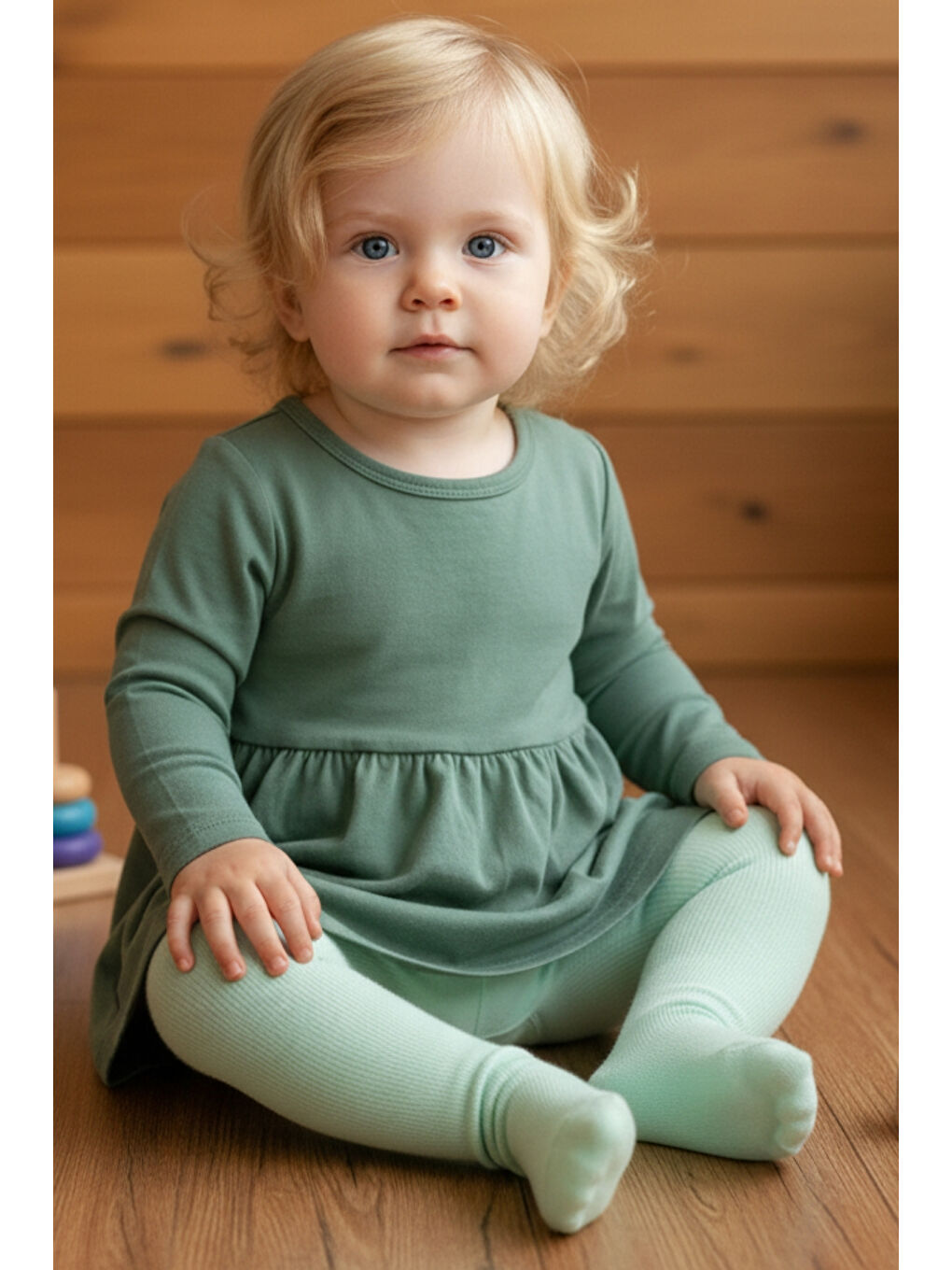 Yeşil Kız Bebek Mint Pamuk Külotlu Çorap