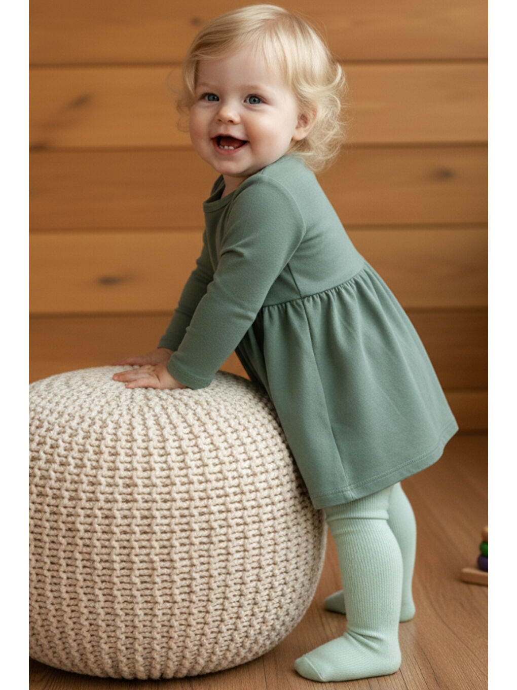 Yeşil Kız Bebek Mint Pamuk Külotlu Çorap-1