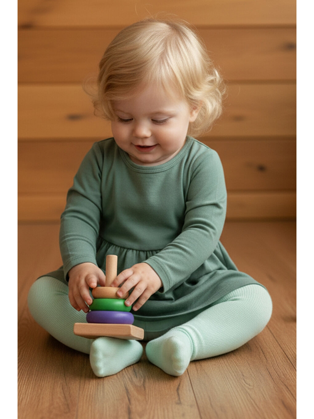 Yeşil Kız Bebek Mint Pamuk Külotlu Çorap-3