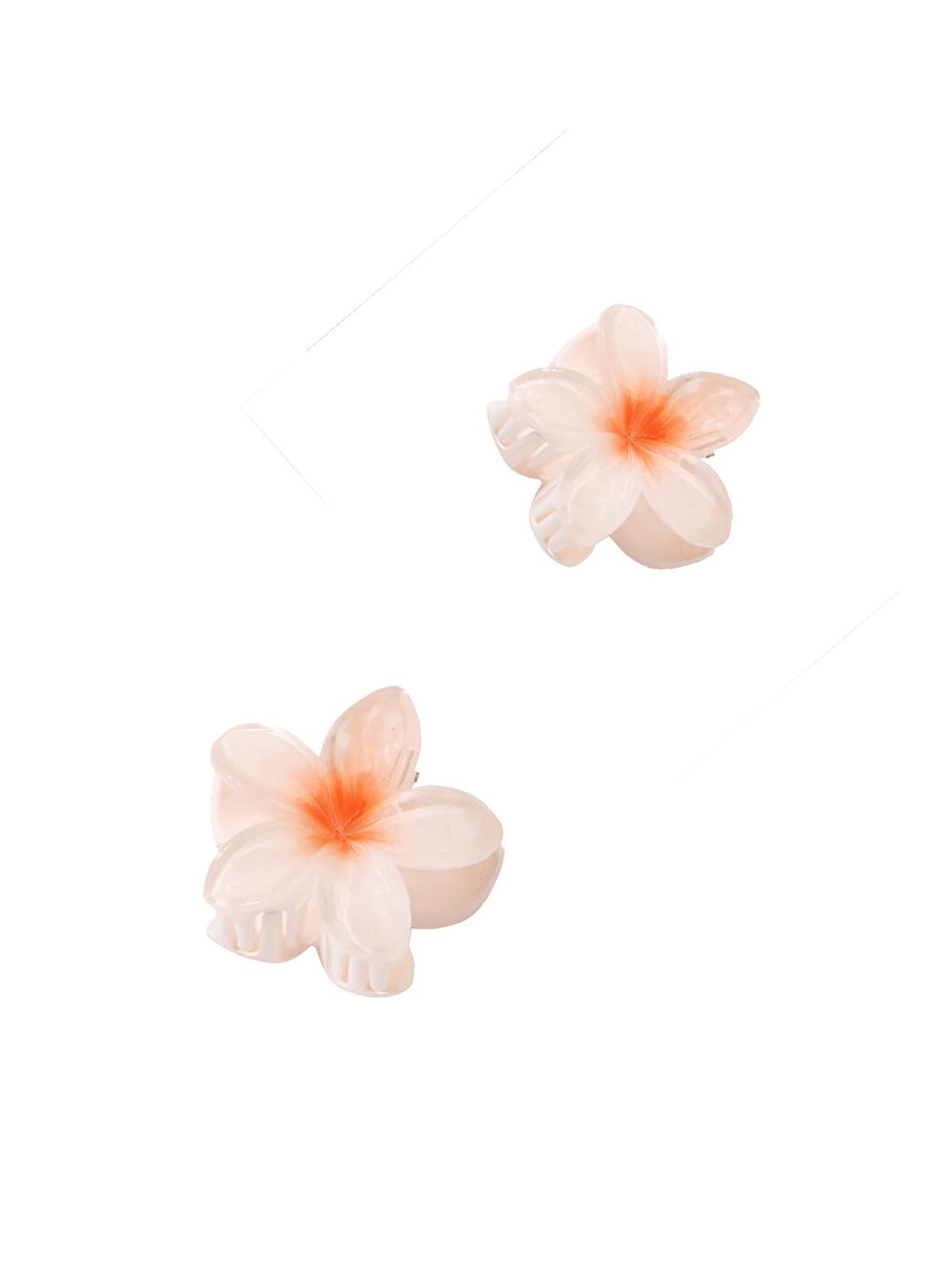 Bej 2 Adet Orta Boy Hibiscus Lüks Asetat Mandal Toka